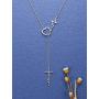 Sterling Silver Faith Hope Love Y Necklace S925 Faith Cross Lifeline Heart Pendant Chain Inspirational Jewelry Gifts for Christian Women Teen Girls