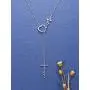 Sterling Silver Faith Hope Love Y Necklace S925 Faith Cross Lifeline Heart Pendant Chain Inspirational Jewelry Gifts for Christian Women Teen Girls