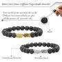 SEVENSTONE 8mm Lava Rock Bead Arrow Diffuser Natural Stone Bracelet Yoga Beads Elastic Jewelry Set for Women Men