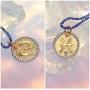SISMIURRA 12 Zodiac Necklace 18K Gold Plated Natural Stone Chain 5A CZ Astrology Coin Pendant Necklace Birthday Jewelry Gifts for Women Girls