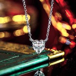 925 Sterling Silver Necklace, Sparkly Zirconia Solitaire Pendant Necklace for Women Girls Jewelry Gift with Delicate Box