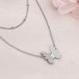 Butterfly Necklaces Layered for Women, Silver Dainty Butterfly Charm Gifts Birthday Anniversary, Stainless Steel Dainty Pendant with Adjustable Chains for Girls Boys