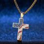 Hahafash American USA Flag Cross Day Gift Stainless Steel Patriotic Cross Religious Pendant Necklace Jewelry for Men Women
