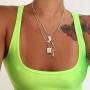 HUJUON 3-Layer Nefertiti Pharaoh Necklace. Punk Gold Egyptian Queen Cross Pendant Necklace,Hip Hop African Women Men Girls Jewelry