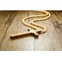 Mealguet Jewelry Wooden Large Big Wood Bead Religious Catholic Crucifix Rosary Cross Pendant Necklace for Men,First Communion Gift Inspirational Cross for Prayer