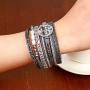 JAOYU Leather Bracelet for Women Cuff Bracelets Crystal Bangle Handmade Wristband Braided Jewelry Bohemian Gift for Teen Girls