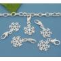 Clip on Snowflake Charm for European Jewelry w/Lobster Clasp