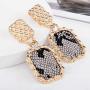 Campsis Vintage Geometric Dangle Earrings Gold Statement Drop Earring Snakeskin Pattern Pendant Earring Halloween Party Jewelry for Women and Girls
