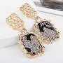 Campsis Vintage Geometric Dangle Earrings Gold Statement Drop Earring Snakeskin Pattern Pendant Earring Halloween Party Jewelry for Women and Girls