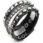 Jovivi Men Women Punk Rock Genuine Leather Multi Layers Spike Studded Rivets Strap Wrap Biker Leather Cuff Bracelet Bangle Wristband, Black Jovivi Men Women Punk Rock Genuine Leather Multi Layers Spike Studded Rivets Strap Wrap Biker Leather Cuff Bracelet Bangle Wristband, Black