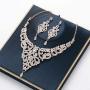 Hapibuy Crystal Wedding Jewelry Set Necklace Earring Set For Women and Brides Rose Gold and Silver Bridal Statement Jewelry Sets