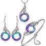 HJ HUAJ Women Jewelry Set Nirvana of Phoenix Fashion Jewelry for Women Volcano Crystals from Swarovski Gifts for Her Valentines Day with Gift Box