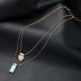 Peony.T Layered Necklace Boho Jewelry Set Turquoise Black Gem Pendant Long Chain Neckalce Gold Tone