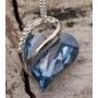 Leafael Infinity Love Crystal Heart Bundle Jewelry Set Light Sapphire Blue March December Birthstone Gifts for Women Necklace Earrings Bracelet, Silver-tone
