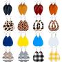 Starain 16 Pair Faux Leather Earring for Women Girls Lightweight Teardrop Leather Dangle Earring Leaf Drop Earring Set