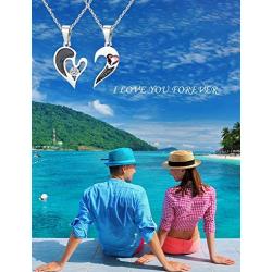 Sllaiss Austrian Crystals Couples Necklace for Women Men Love Heart Pendant Puzzle Necklace Personalized Valentines Day Gift Couple Jewelry