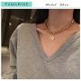 FAMARINE Gold Choker Layered Necklace for Women 4MM, Fashion Geometric Pandent 2 Layered Necklaces for Teen Girls Gift, 18K Gold Plated