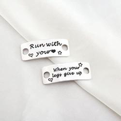 WUSUANED Shoe Lace Tags When Your Legs Give Up Run with Your Heart Trainer Tags Inspirational Gift for Runners