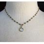 Natural Pyrite Beaded necklace, choker chain necklace White Opal Quartz Hydro Heart Teardrop necklace, Faceted Rondelle Beads, Boho Chic Gold Plated Rosary Handmade Jewelry (18 Inches Princess Length)