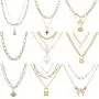 WAINIS 9 Pcs Dainty Layered Choker Necklaces Handmade Lock Heart Pendant Multilayer Adjustable Layering Chain Gold Necklaces Set for Women WAINIS 9 Pcs Dainty Layered Choker Necklaces Handmade Lock Heart Pendant Multilayer Adjustable Layering Chain Gold Necklaces Set for Women
