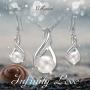 EleQueen 925 Sterling Silver CZ Freshwater Cultured Pearls Bridal Pendant Necklace Earrings Wedding Jewelry Sets