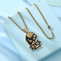 SUMFAN 18K Gold Plated Hip Hop Gold Necklace for Men Women,Black Lives Matter Necklace,24inch