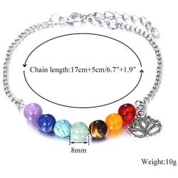 Eiffy 7 Chakra Bracelets Y Necklace Natural Stone Link Beads Lotus Flower Bangle for Women Men Adjustable Ankle Balance Yoga Jewelry