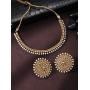 Aheli Bollywood Fashion Faux Stone Wedding Necklace Earrings Indian Fashion Jewelry Set for Women
