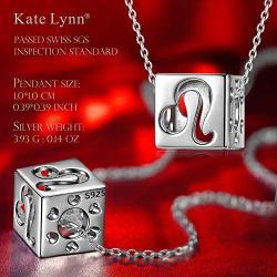 Kate Lynn Gifts for Her Valentines Day 925 Sterling Silver Necklaces Astrology 12 Constellation Sign Hollow Cubic Pendant Horoscope Zodiac Necklaces with Jewelry Box 17.5''+ 2.0''