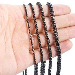 OSTAN 2.0 MM 3MM 4MM 5MM Black Square Rolo Cable Chain, Round Box Necklace, Stainless Steel Chain Necklace Men Women Jewellery