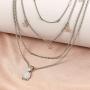 NICEMOVIC Boho Layered Star Tassel Choker Necklace Silver Opal Pendant Necklaces Beach Chain Jewelry for Women and Girls