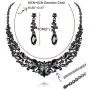 Fiasaso Wedding Crystal Jewelry Set for Women Bridal Rhinestone Necklace Earrings Bracelet Wedding Bridesmaid Jewelry