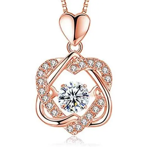 XIANGWANG Rose Gold Necklace Female Heart Necklace Double Heart Necklace, The Best Choice for Girlfriends and Lovers