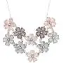 Lux Accessories Faux White Pink Grey Mauve Floral Flower Statement Necklace Lux Accessories Faux White Pink Grey Mauve Floral Flower Statement Necklace