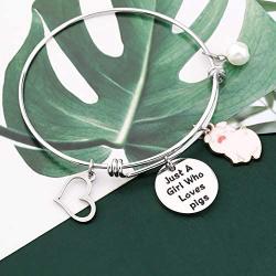 FAADBUK Funny Pigs Bracelet Animal Lover Gift Just A Girl Who Loves Pigs Jewelry Bracelet Pigs Lover Gift Pigs Jewelry