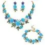 EVER FAITH Crystal Simulated Pearl Rose Flower Leaf Necklace Earrings Bracelet Set Gold-Tone EVER FAITH Crystal Simulated Pearl Rose Flower Leaf Necklace Earrings Bracelet Set Gold-Tone