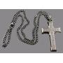Blackjack Jewelry Mens Stainless Steel Large Hip Hop CZ Cross Pendant with 24'' Curb Chain