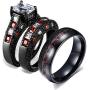 Gy Jewelry Two Rings His and Hers Wedding Ring Sets Couples Matching Rings Womens Black Gold Plated Cubic Zirconia Wedding Engagement Ring Bridal Sets & Mens Tungsten Carbide Wedding Band