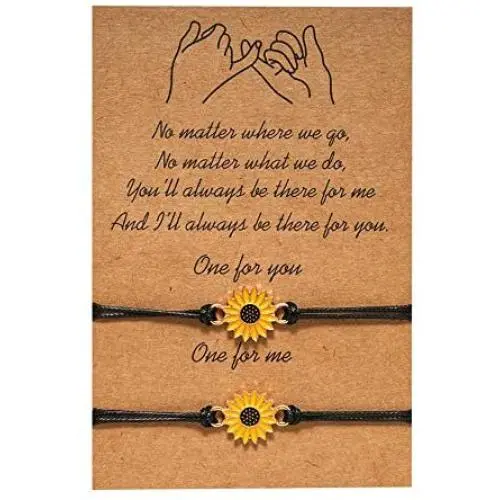 SUSWIM Pinky Promise Distance Bracelets Friendship Matching Bracelets Set of 2 Couples Bracelet for Best Friends Boyfriend Family Adjustable Bracelet for Women Mens Girls