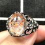 Natural Ghost Phantom Quartz Crystal Ring Jewelry For Women Man Silver Garden 16x10mm Oval Beads Adjustable Ring AAAAA