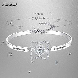 Aihitero Christmas Day Grandma Bracelet Gifts, Always My Nana Forever My Friend Love Bangle, White Gold Plated Fashion Jewelry for Women, Xmas Birthday Anniversary Presents from Granddaughter Grandson
