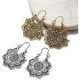 DAMLENG 6 Pairs Boho Vintage Mandala Flower Gypsy Drop Dangle Earrings for Women Girls Statement Retro Tribal National Style Hollow Earrings Set