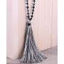KELITCH Round Matte Ore Crystal Beaded Necklace Handmade Colorful Long Tassel Pendant Necklace