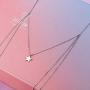 S925 Sterling Silver Multilayer Dot Bar Layered Triple Chain Pendant Necklace for Women