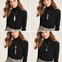 Jstyle 8Pcs Long Pendant Necklace Set Women Bar Circle Leaf Tassel Y Statement Necklace Silver Gold Plated Chain Necklace Set