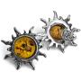 Ian and Valeri Co. Amber Sterling Silver Flaming Sun Stud Earrings