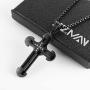 HZMAN Mens Stainless Steel Cross Necklace Cubic Zirconia Inlay Cable Pendant 22 + 2 Inch Chain
