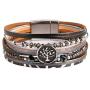 HZMAN Tree of Life Leather Cuff Bracelet Magnetic Rhinestone Small Steel Ball Multi Strand Wrap Bracelet Bohemian Jewelry for Women