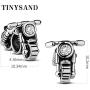 TINYSAND Valentines Day Gift 925 Sterling Silver ''Fast & Furious'' Retro Hand-crafted Motorcycle Charm Bead, Autobike Biker Sport Charms for Bracelets