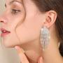 Long Chandelier Tassel Dangle Earrings Clear Austrian Crystal Rhinestone Fringe Drop Earrings for Women Girl Party Jewelry